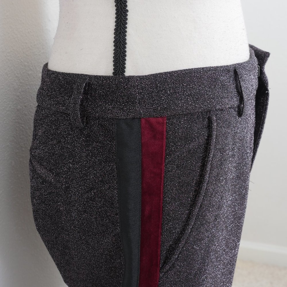 Scotch & Soda Black Red Wine Side Stripe Metallic Glitter Low Rise Size SZ Pant - Picture 8 of 16